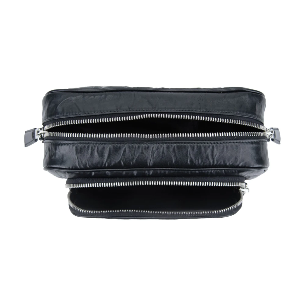Prada Leren Schoudertas met Rits Black Dames