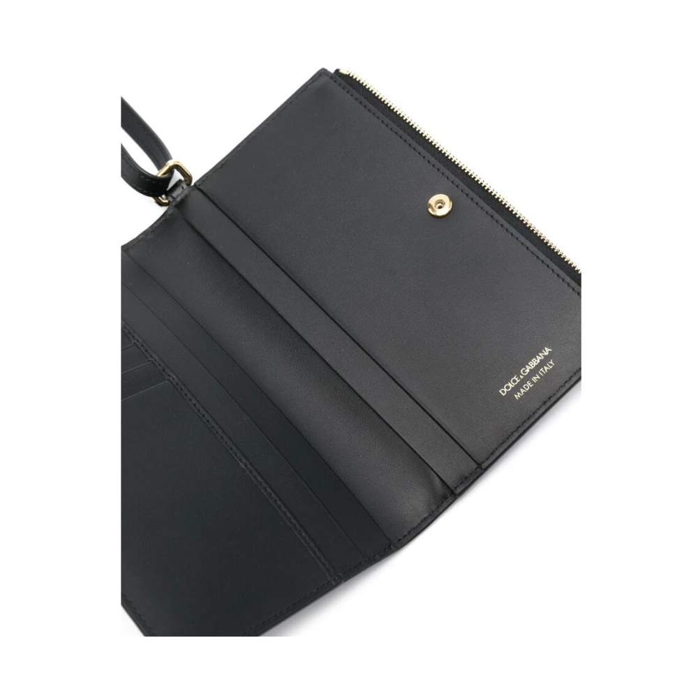 Dolce & Gabbana Zwarte Leren Polsband met Ritssluiting Black Dames
