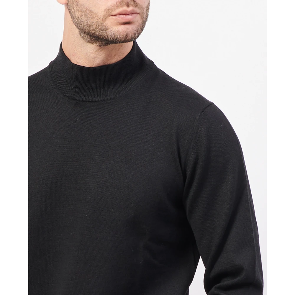 Gran Sasso Zwarte Merinowol Coltrui Trui Black Heren