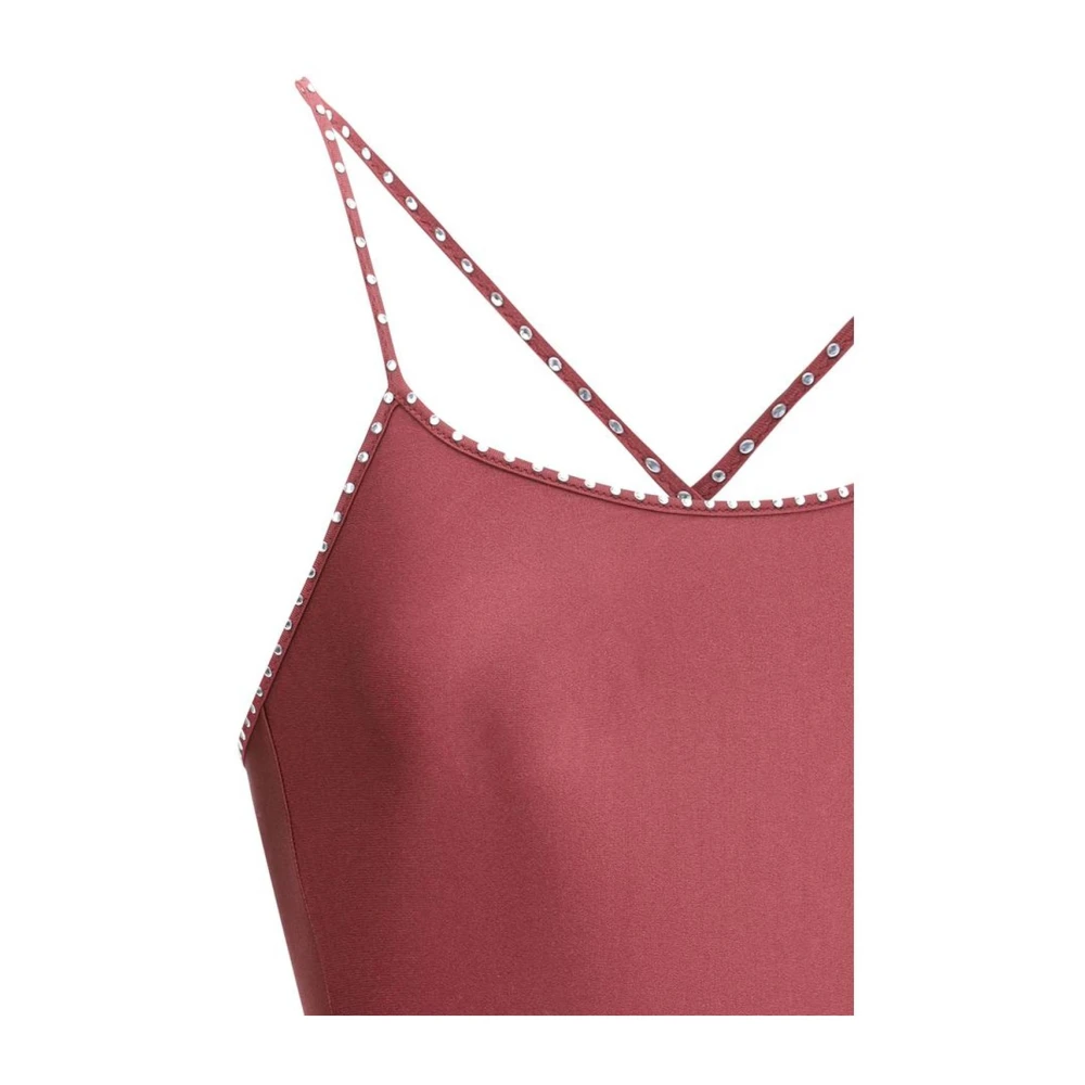 Oseree Schitterende Rhinestone Strap Badpak Red Dames
