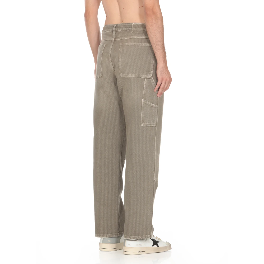 Golden Goose Groene katoenen broek met distressed details Green Heren