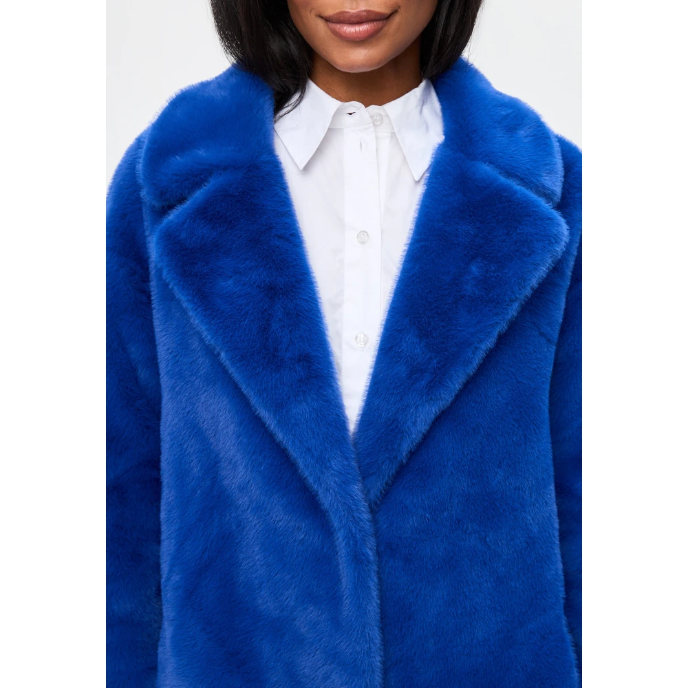 Cesare Gaspari Deluxe Lange Achterprint Jas Liefhebbers Blauw Blue Dames