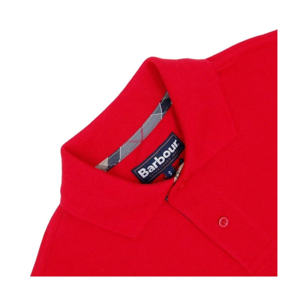 Barbour Tartan Pique Polo Shirt Red Dress Red Heren