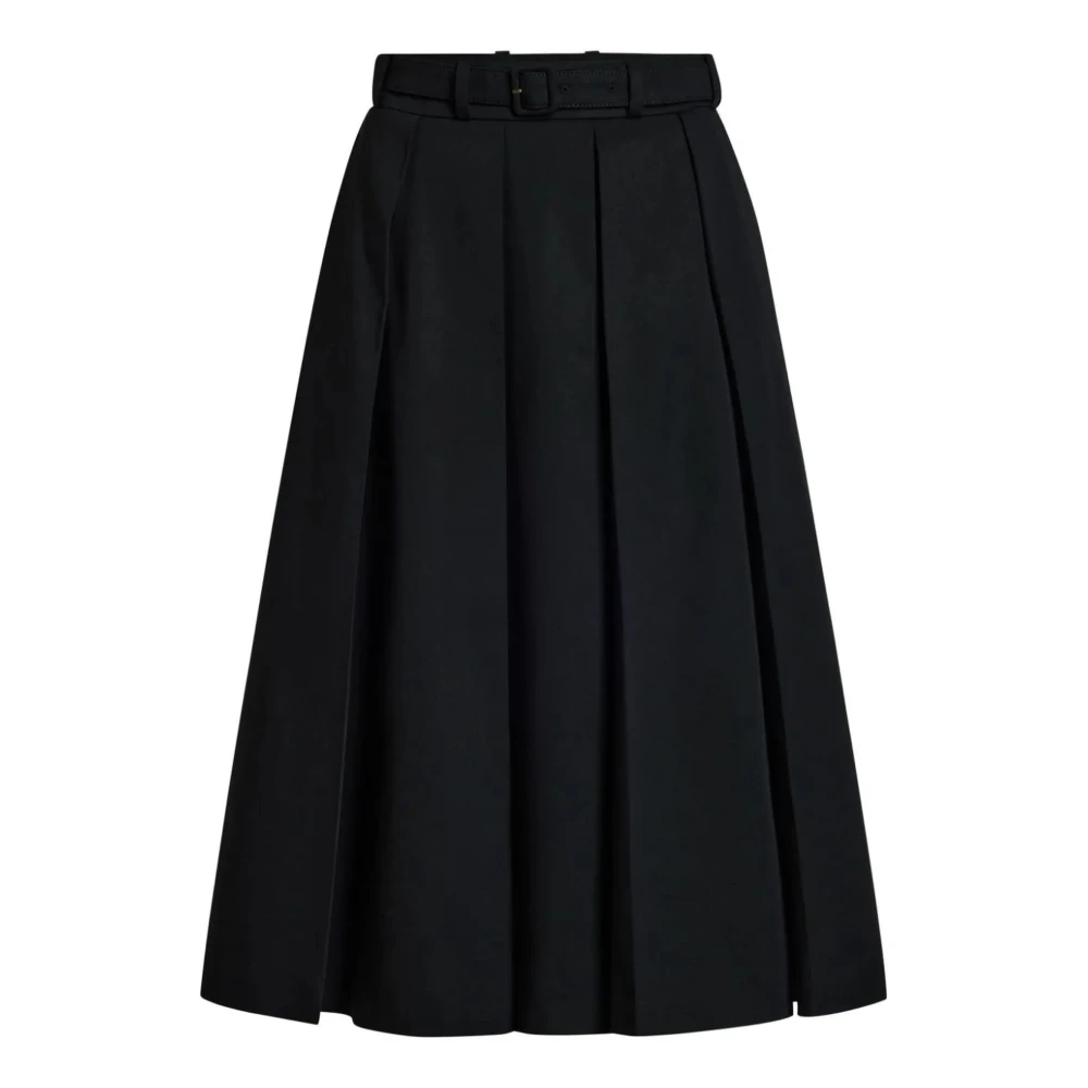 Patou Zwarte Katoenen Midi Rok met Plooien Black Dames