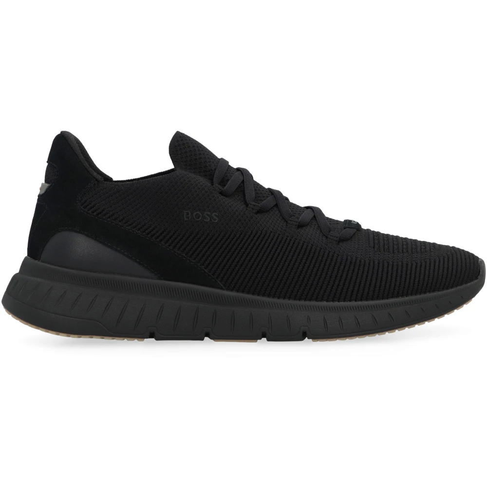 Hugo Men's Black Sneakers,, Fabric Low-Top Trainers With Suede Inserts Size 6 Uk