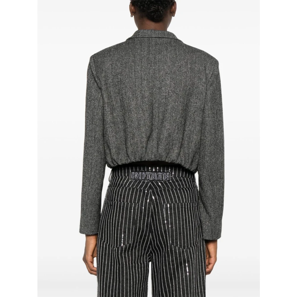 pinko Zwart Geweven Jas Knoopsluiting Black Dames