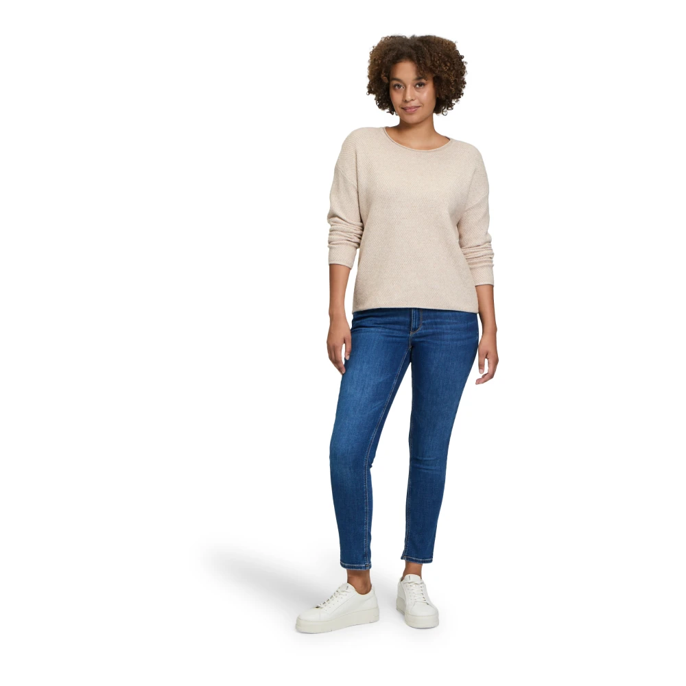 Betty & Co Gebreide trui met ronde hals Beige Dames