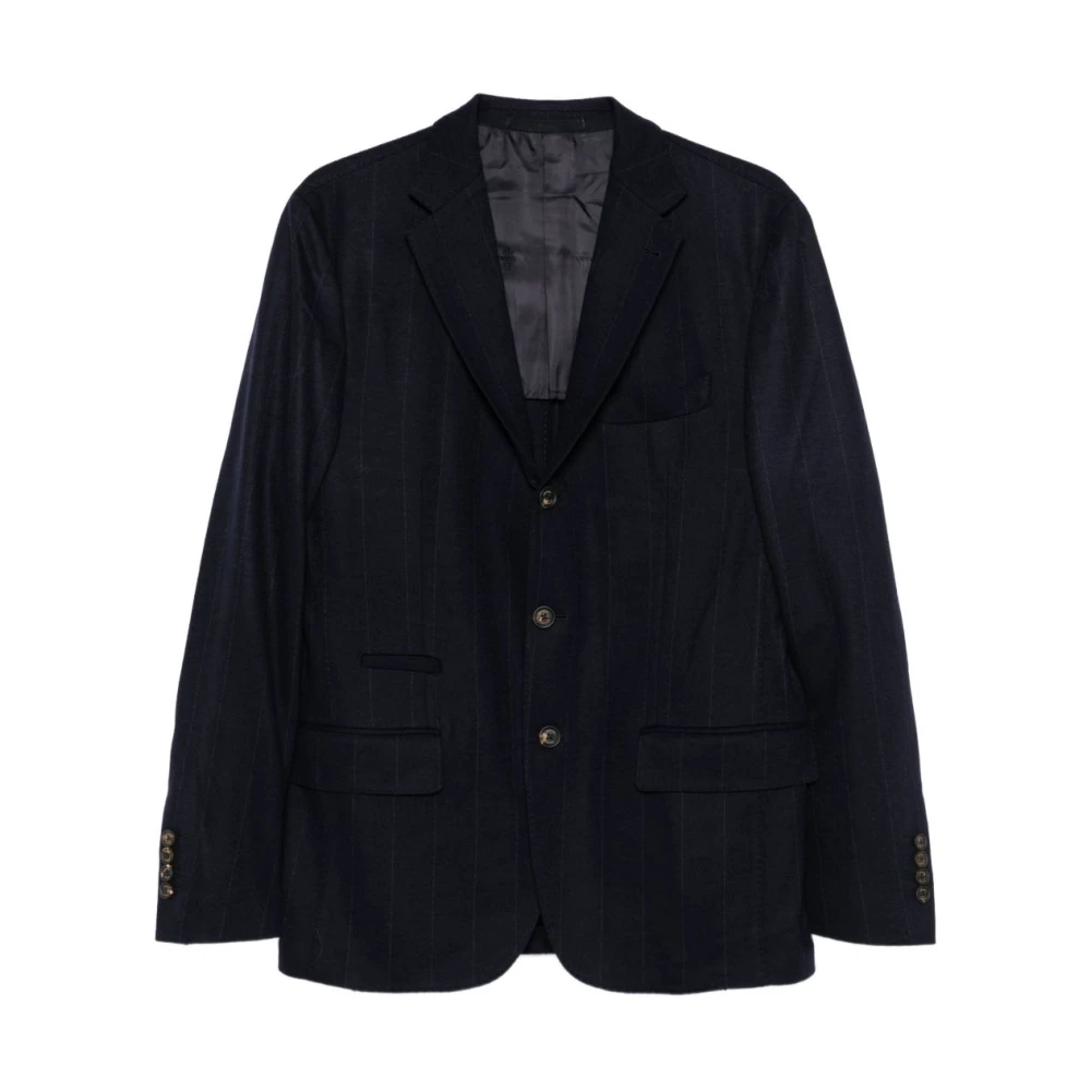 Eleventy Men's Blue Blazers, M, Wool Dress Pinstripe Button Closure