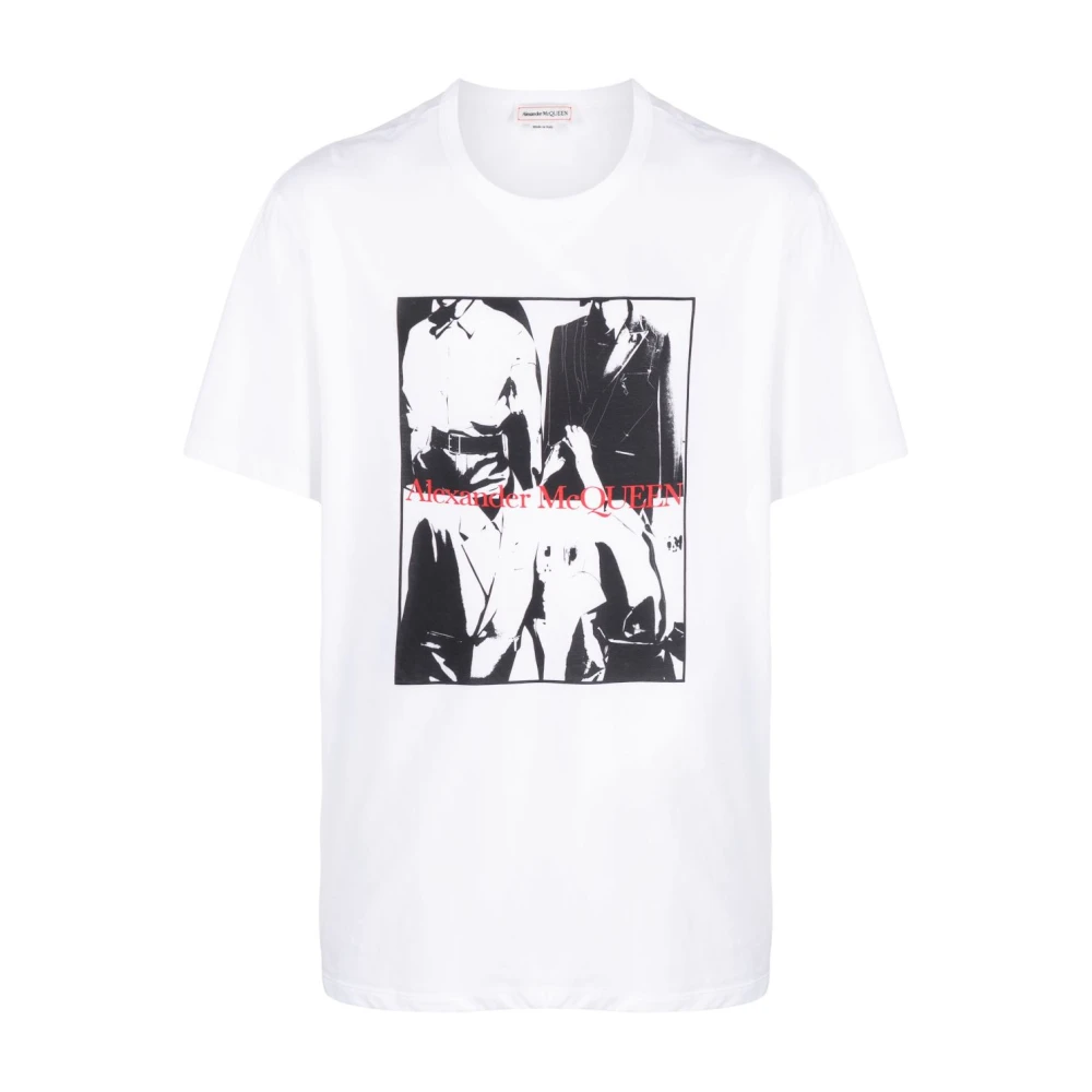 Alexander Mcqueen Men's White Photograph Print Cotton T-Shirt - T-Shirts - S - Tops