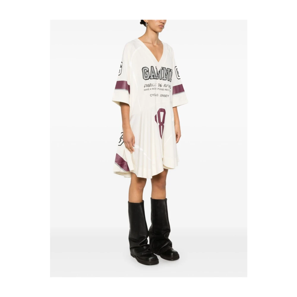 Ganni Witte Flared Future Korte Jurk White Dames