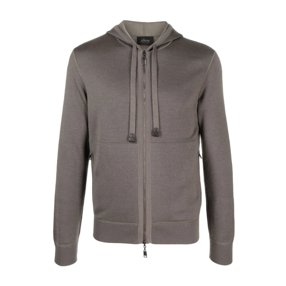 Brioni Groene Rits Hoodie Jas Green Heren