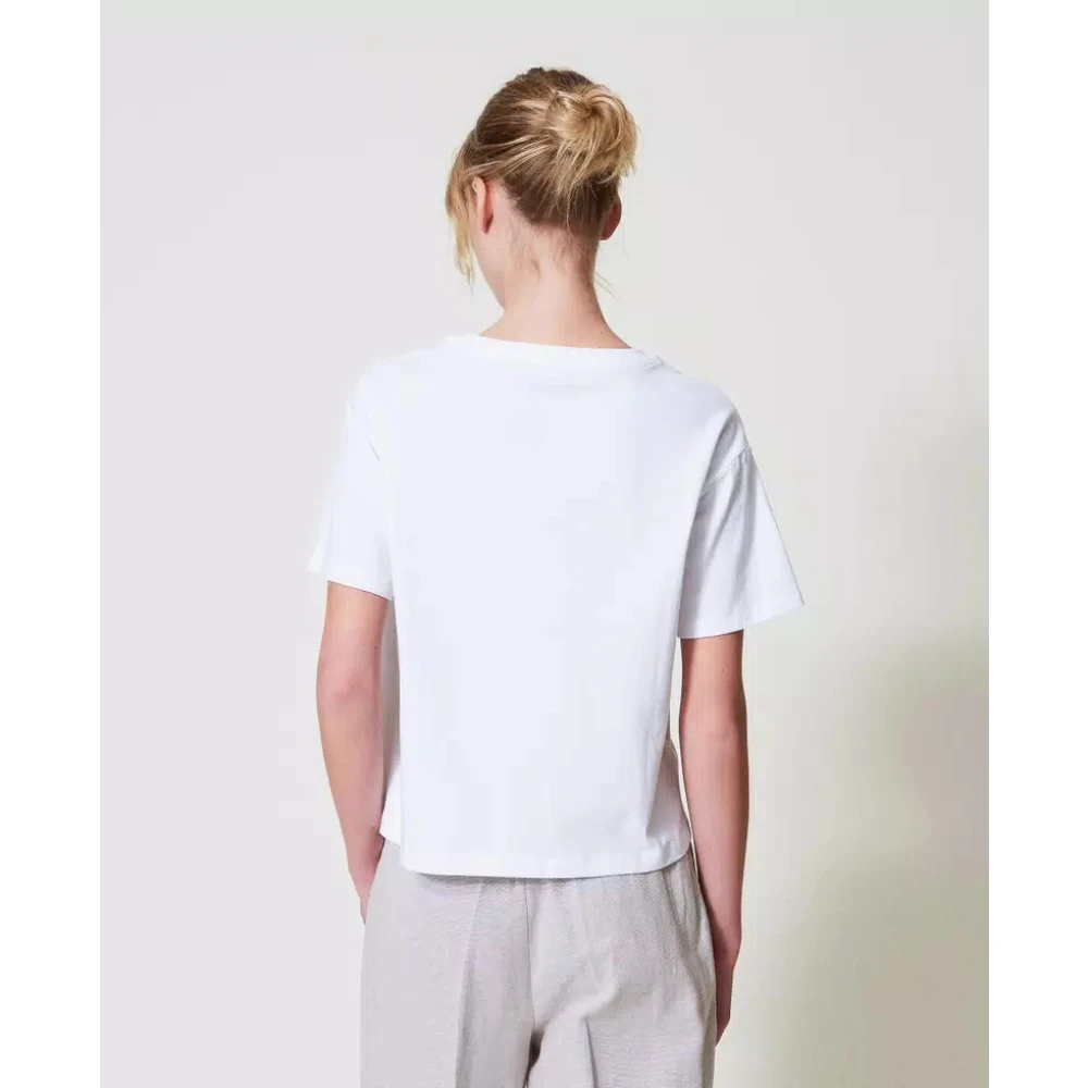 Twinset Handgeborduurd T-shirt White Dames