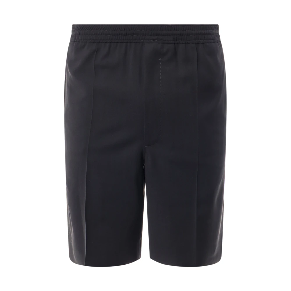 Givenchy Zwarte Wollen Shorts Elastische Taille Rits Black Heren