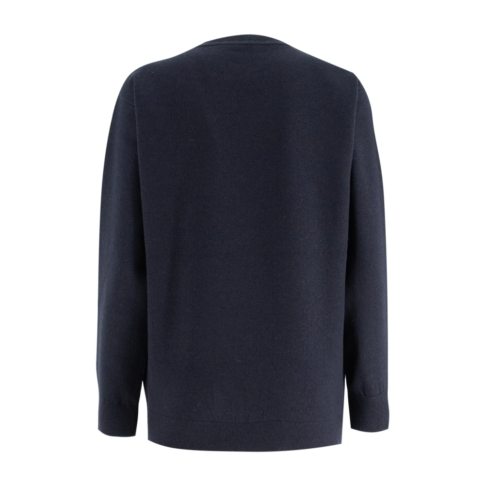 Fabiana Filippi Pluche Steek Crew Neck Sweater Blue Dames
