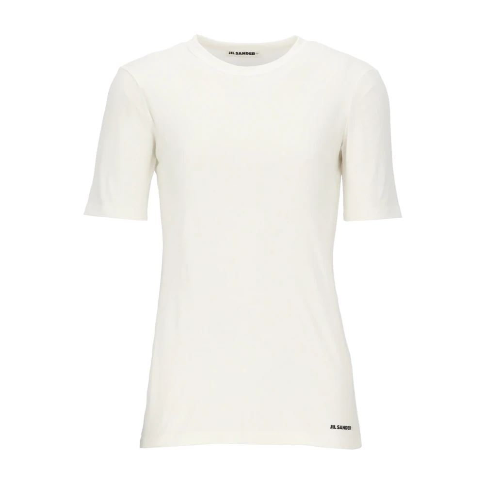 Jil Sander Vit Bomulls T-Shirt Med Rund Hals