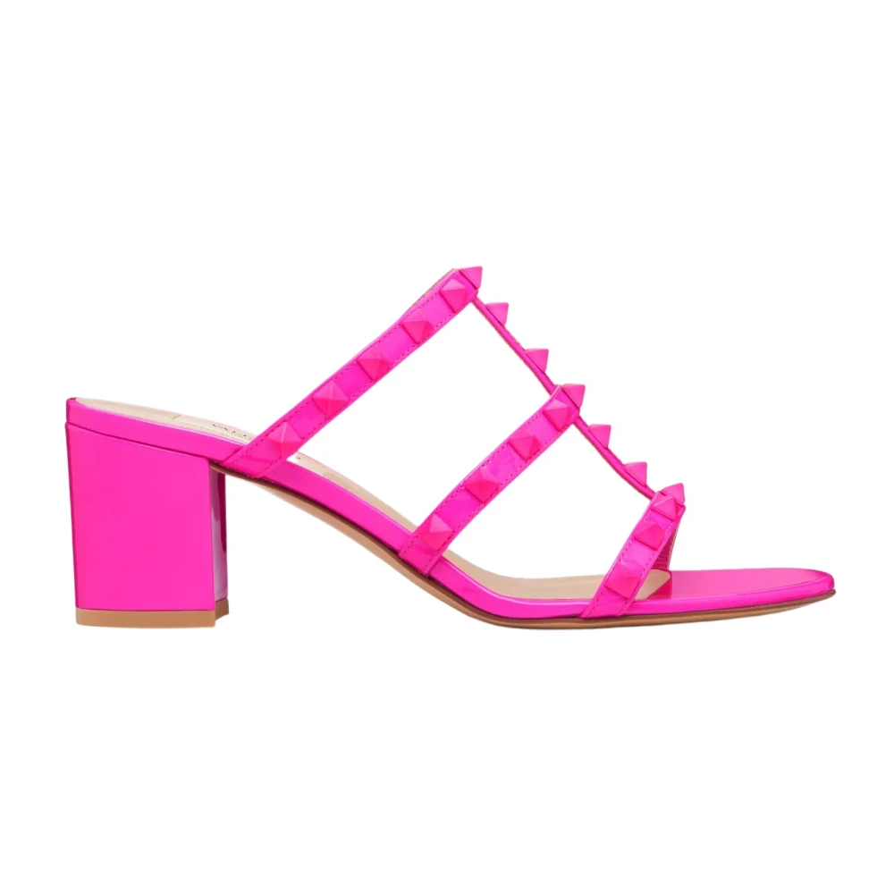 Valentino Garavani Rockstud Patent-Leren Slide Sandaal 60 MM Pink Dames