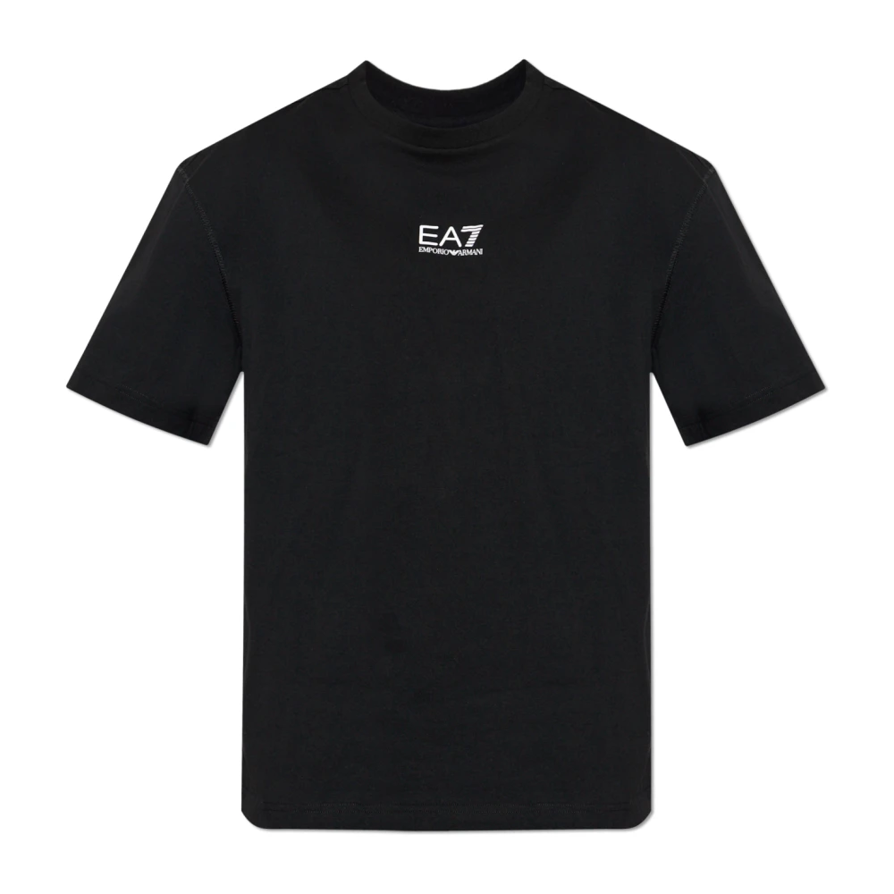 Emporio Armani Ea7 Homme Noir - T-Shirt En Jersey De Coton Avec Logo - Tops - Taille: L