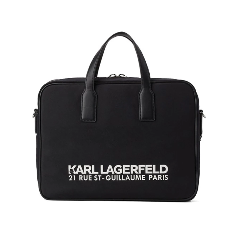 Karl Lagerfeld Zwarte Aktetas met Logo In Reliëf Black Heren