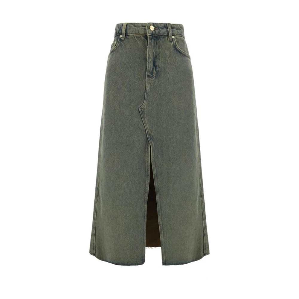 Ganni Versleten Zoom Denim Rok Blue Dames