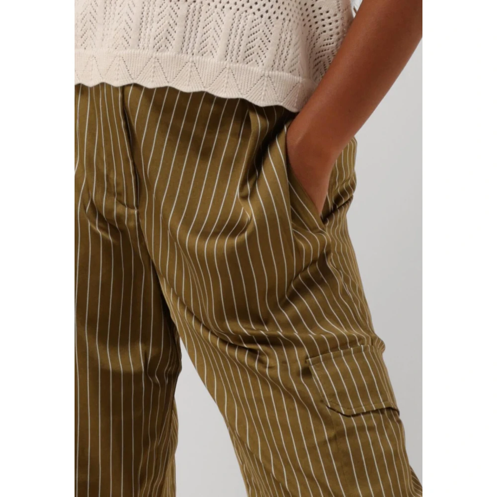 Dante 6 Zijden Gestreepte Broek Groen Green Dames
