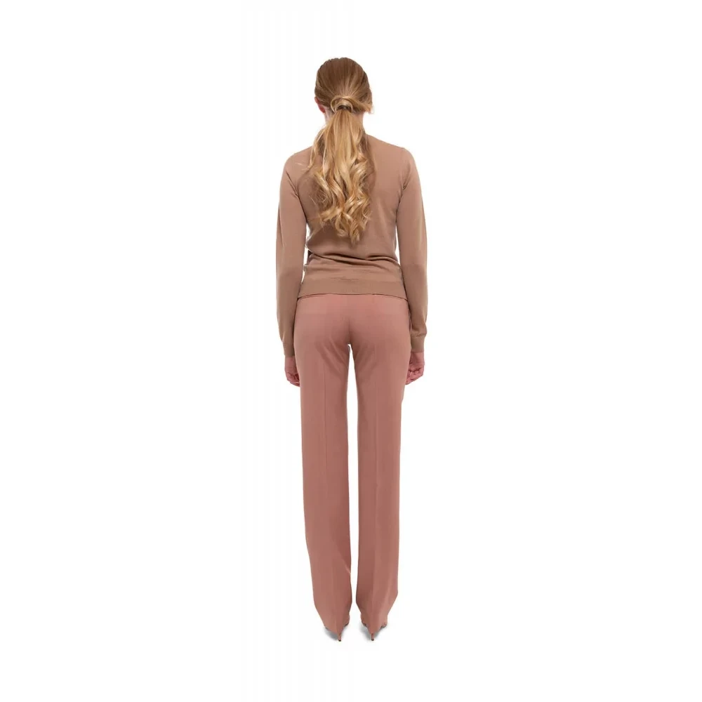 N21 Lichtroze Rechte Wollen Broek met Plooien Pink Dames