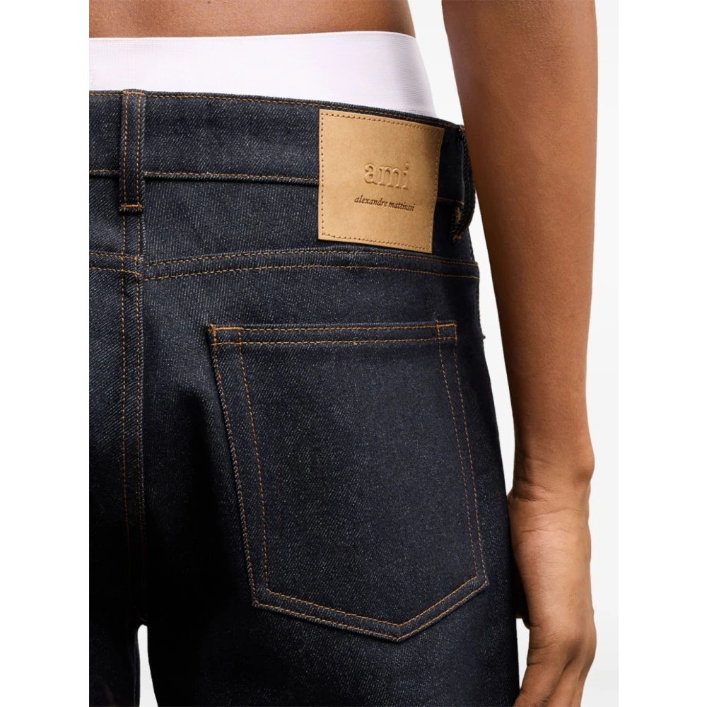 Ami Paris Blauwe Denim Klassieke Vijf-Pocket Jeans Blue Heren