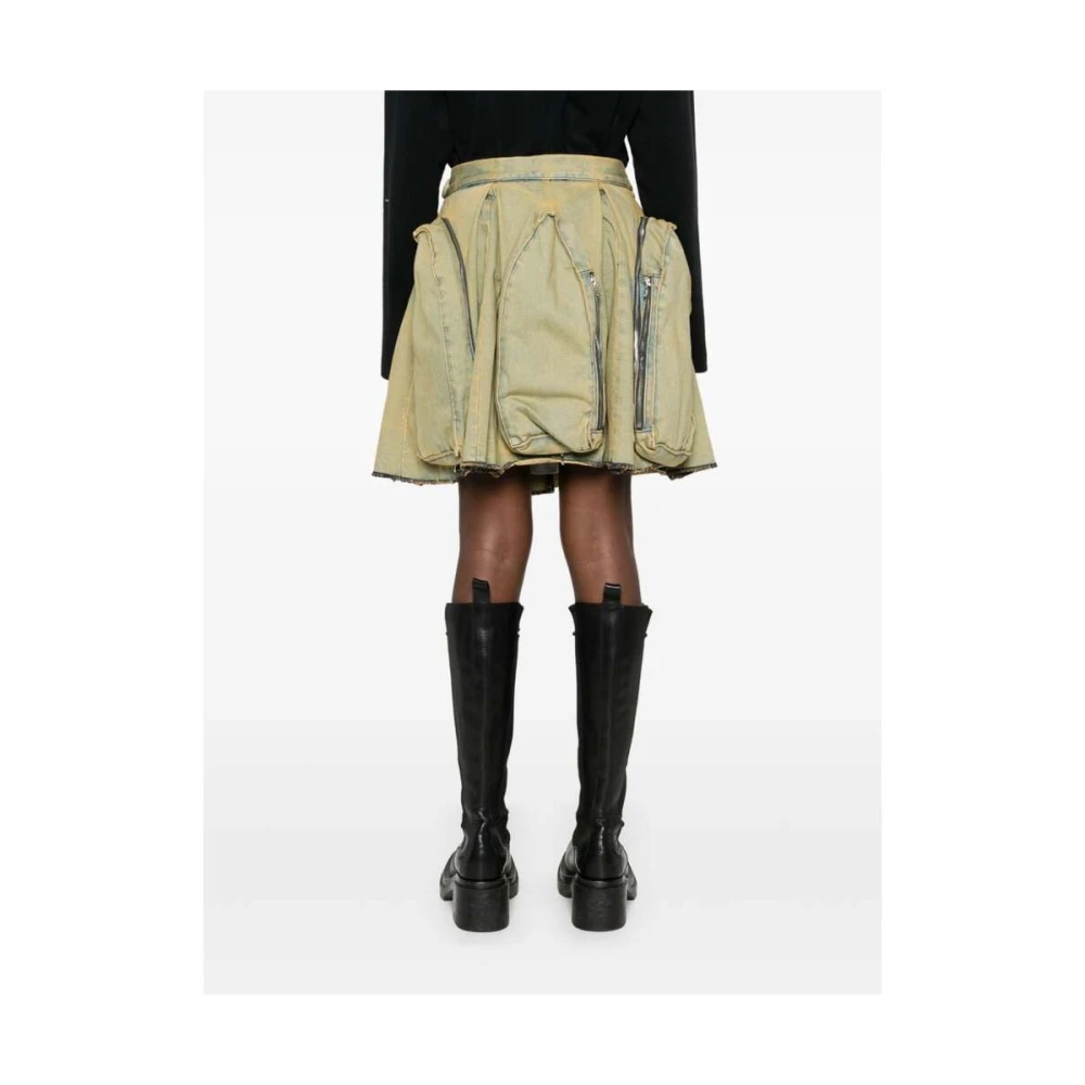 Who Decides War Olijfgroene Denim Draped Rok Green Dames