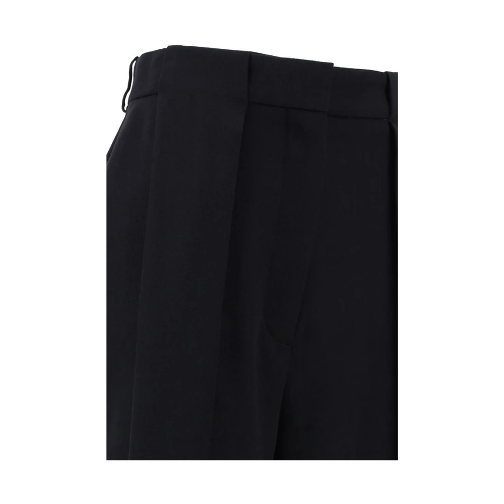 Balmain Wijde Pijp Wollen Broek Black Dames