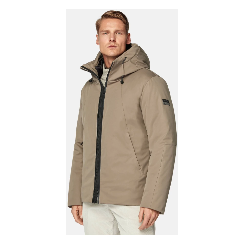 Boggi Milano Gewatteerde Block Jacket van Technische Stof Beige Heren