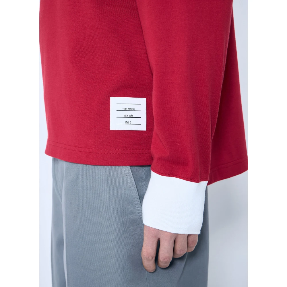 Thom Browne Handtekening Four-Bar Rugby Jersey Top Red Heren