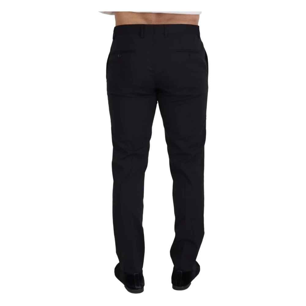 Dolce & Gabbana Elegante Zwarte Wollen Broek Black Heren