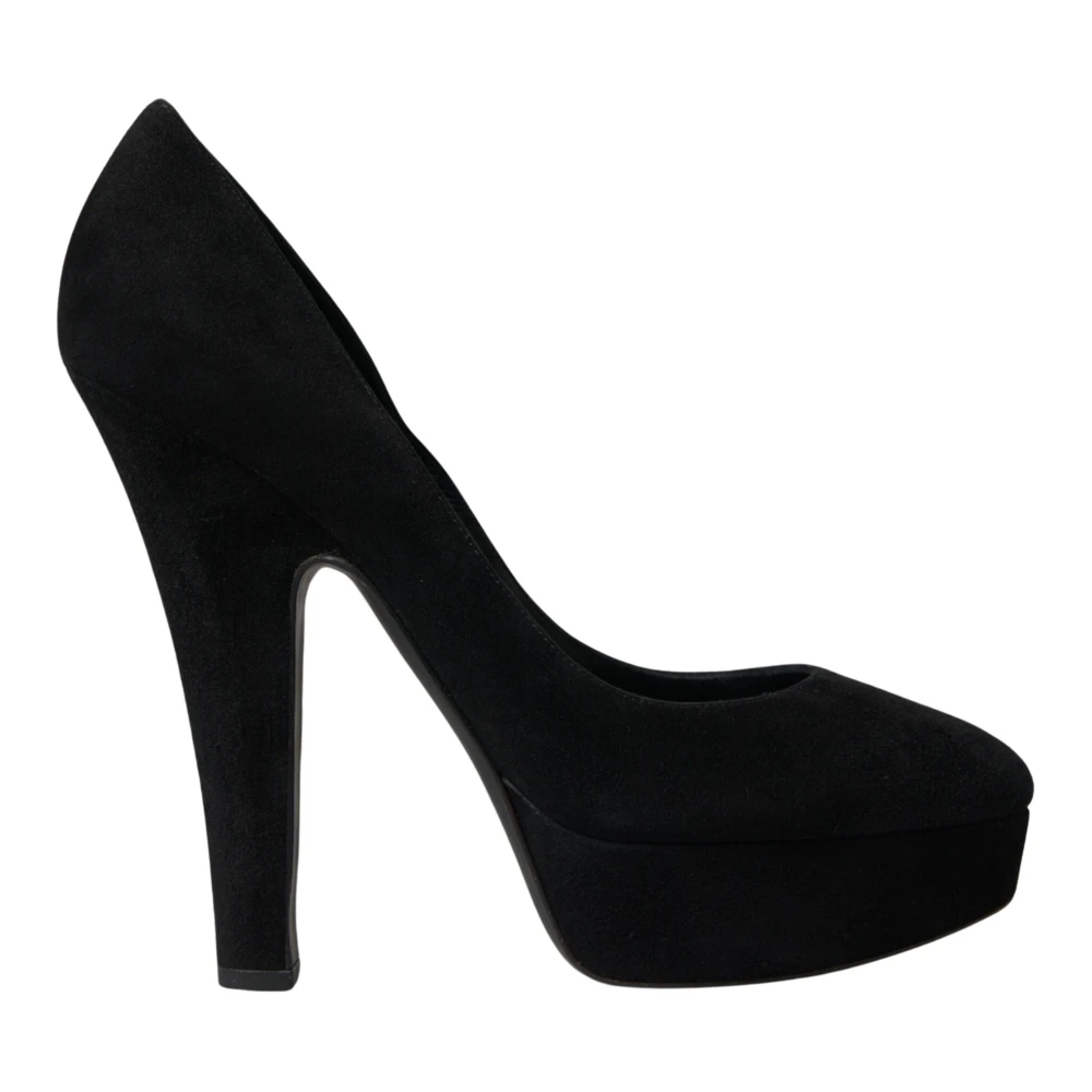 Dolce & Gabbana Women's Black Suede Platform Heeled Pumps