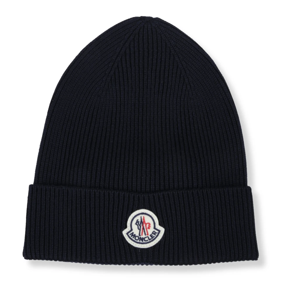Moncler Uomo Blu - Berretto A Coste Con Patch Logo - Accessories - One Size