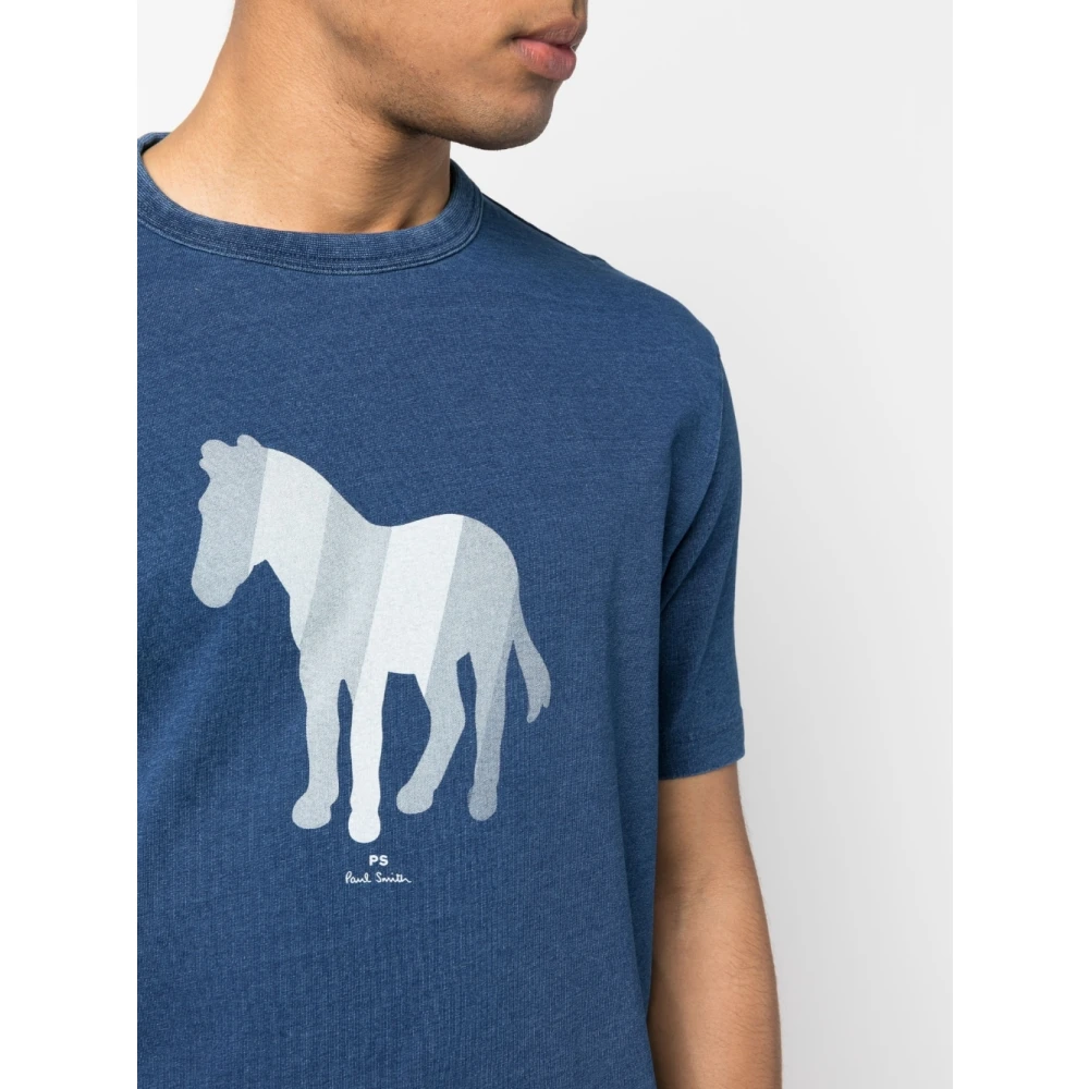 Paul Smith Zebra Print T-shirt Blauw Blue Heren