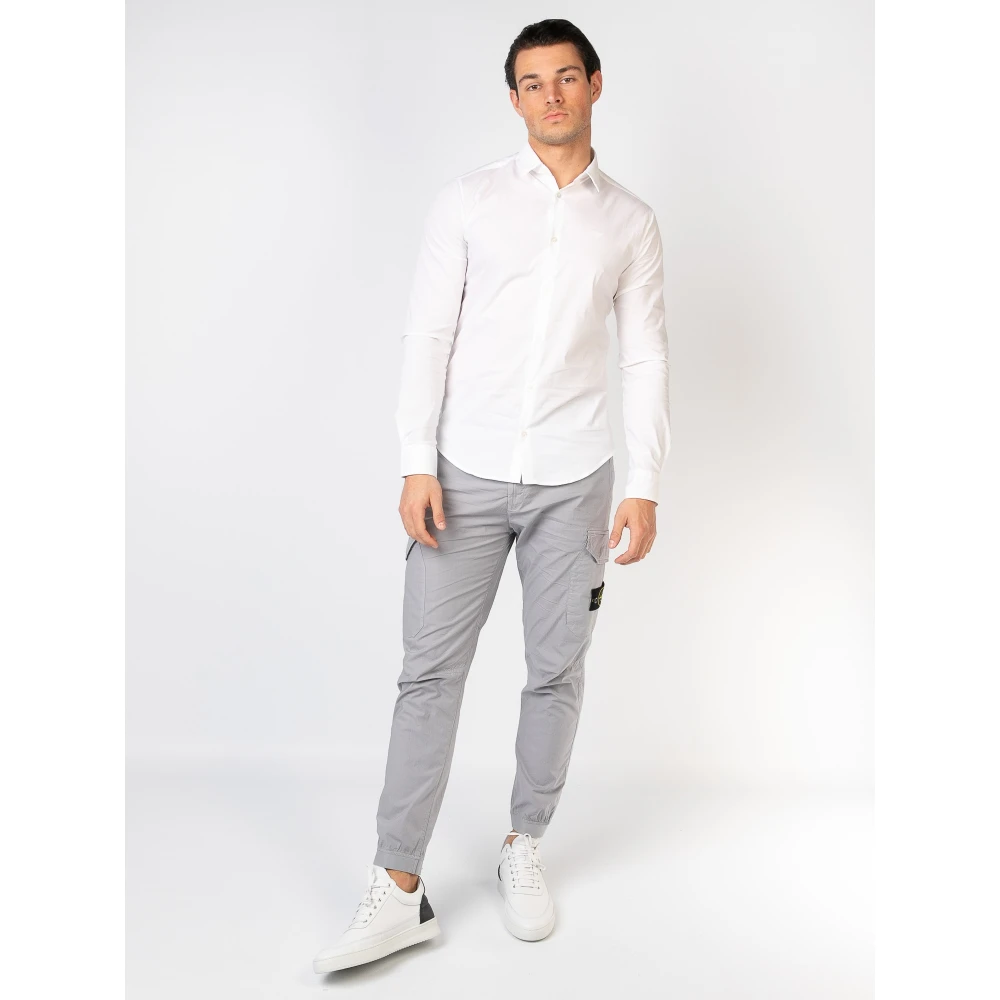 Emporio Armani Stretch getailleerd overhemd White Heren