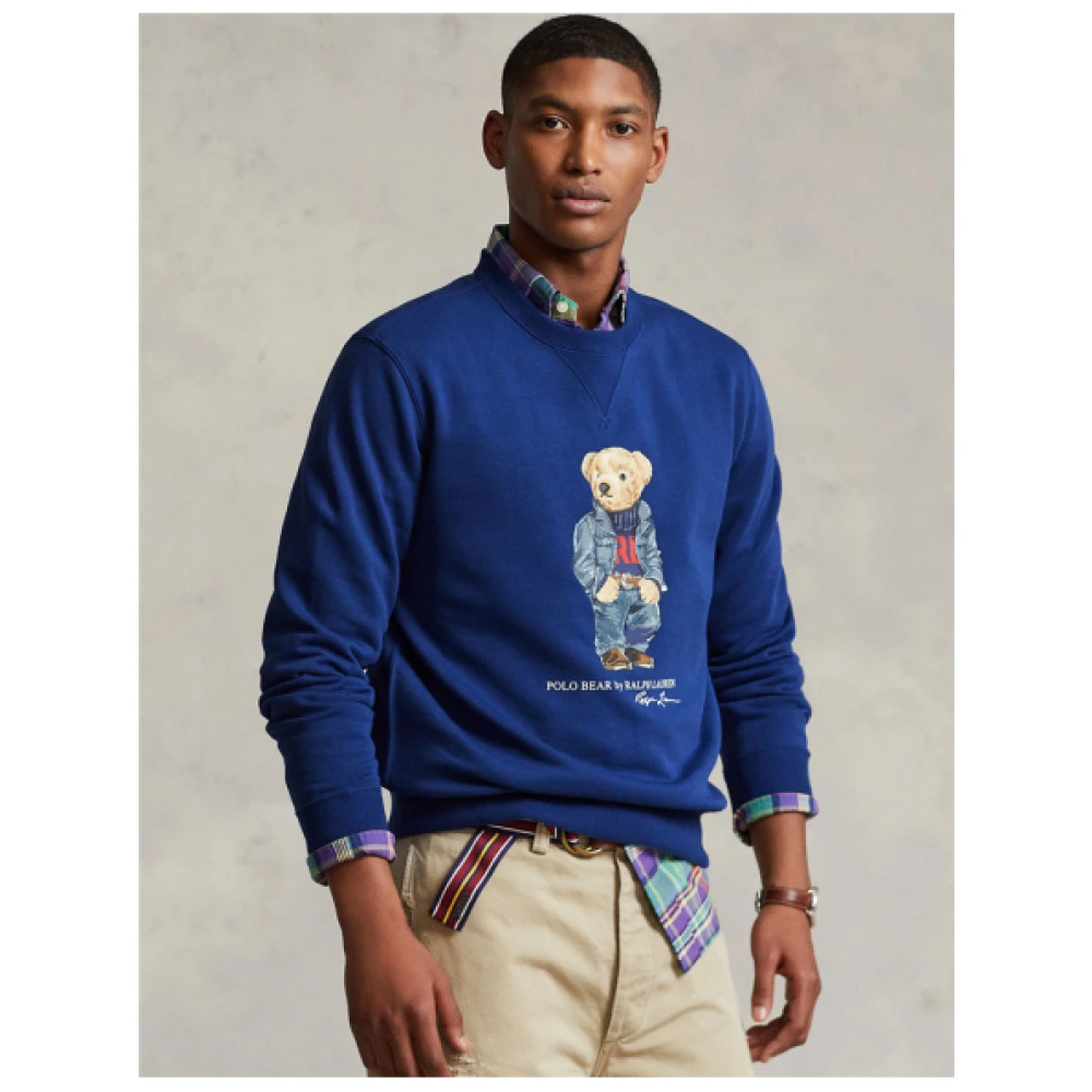 Polo Ralph Lauren Denim Polo Bear Sweatshirt Blue Heren