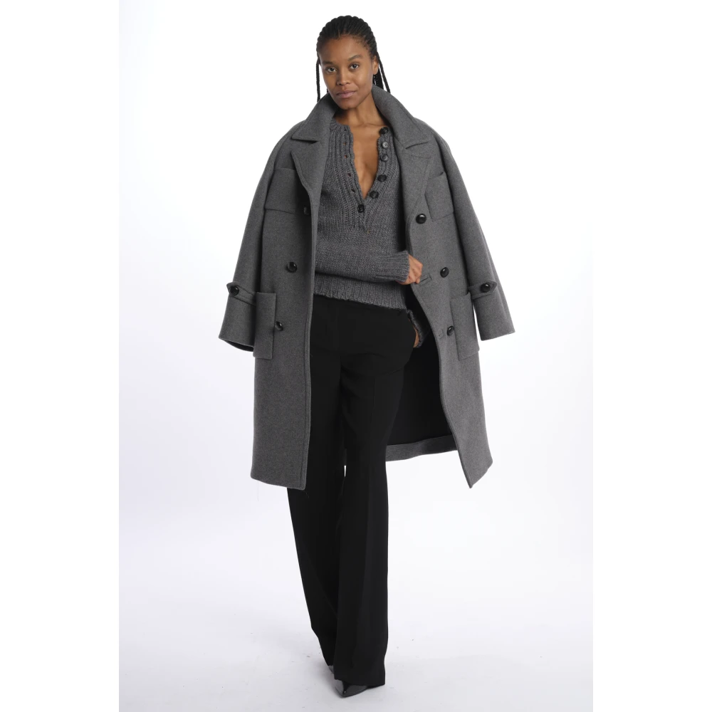 N21 Grijze Dubbel Breasted Doek Overjas Gray Dames