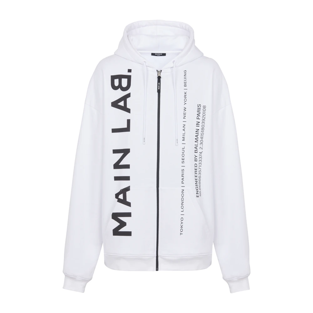 Balmain Main Lab rits hoodie White Heren