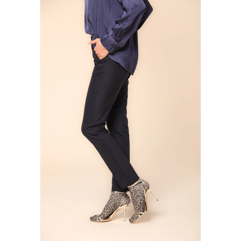 Mason's Slim Chino Broek in Donkerblauw Blue Dames