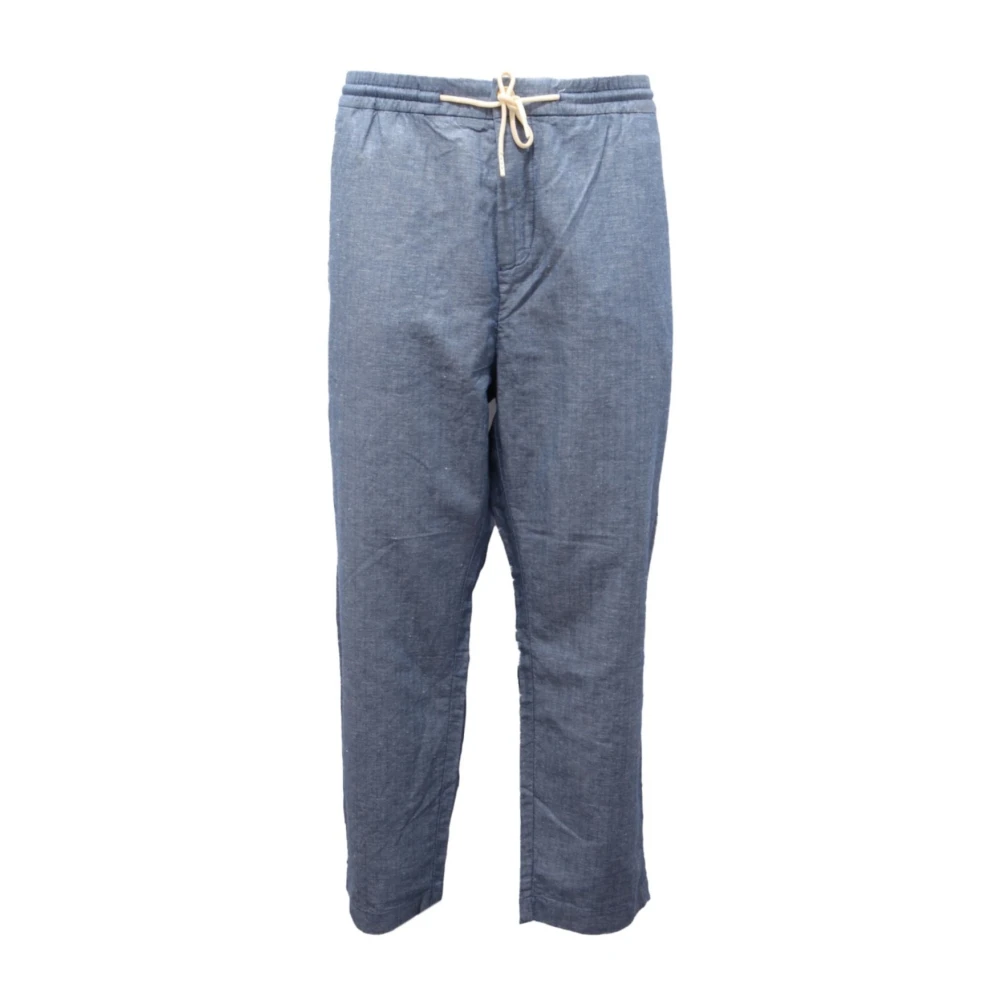 Scotch & Soda Men's Blue Straight Trousers, W36, Cotton/Linen Trousers Regular Tapered Fit