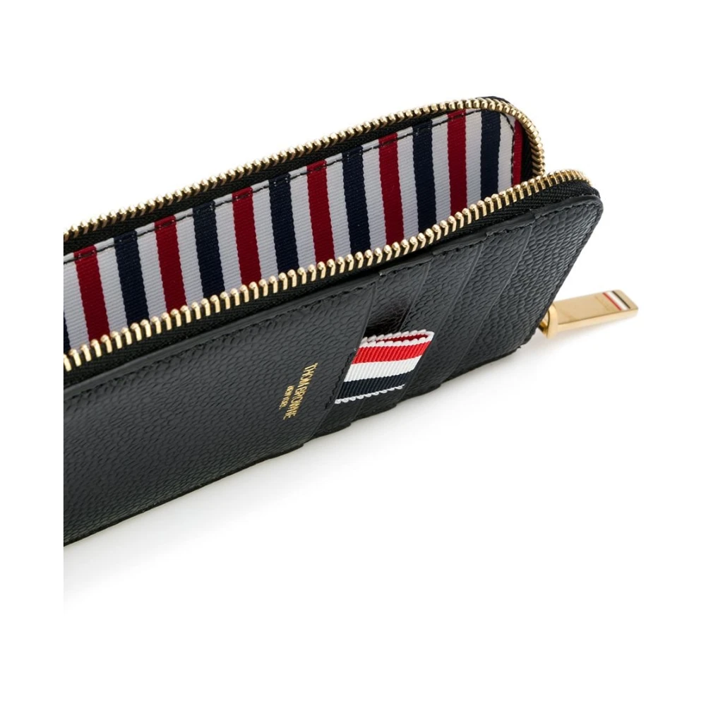 Thom Browne Zwarte Leren Half Zip Portemonnee Black Heren