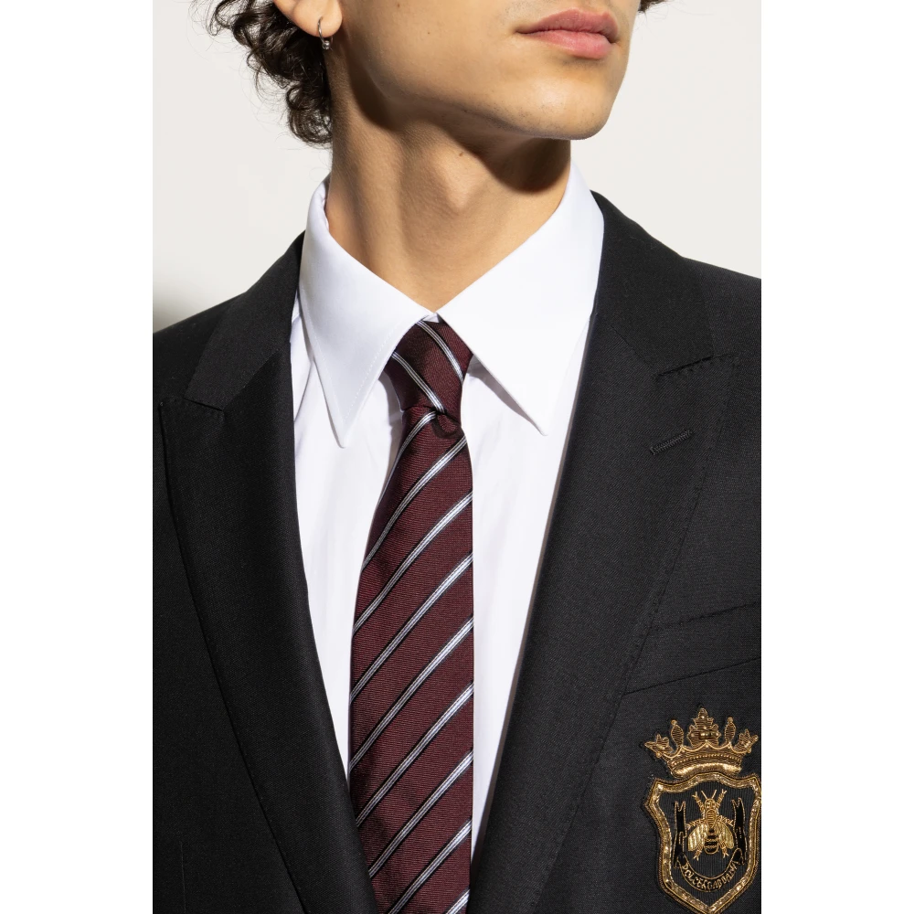 Dolce & Gabbana Zijden stropdas met gestreept patroon Red Heren