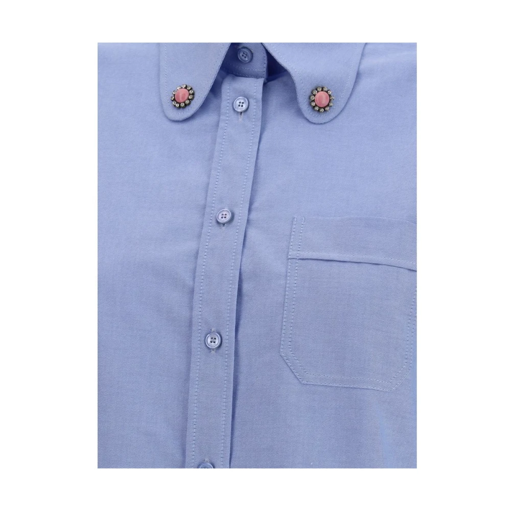 Valentino Elegante Strass Kraag Shirt Blue Dames