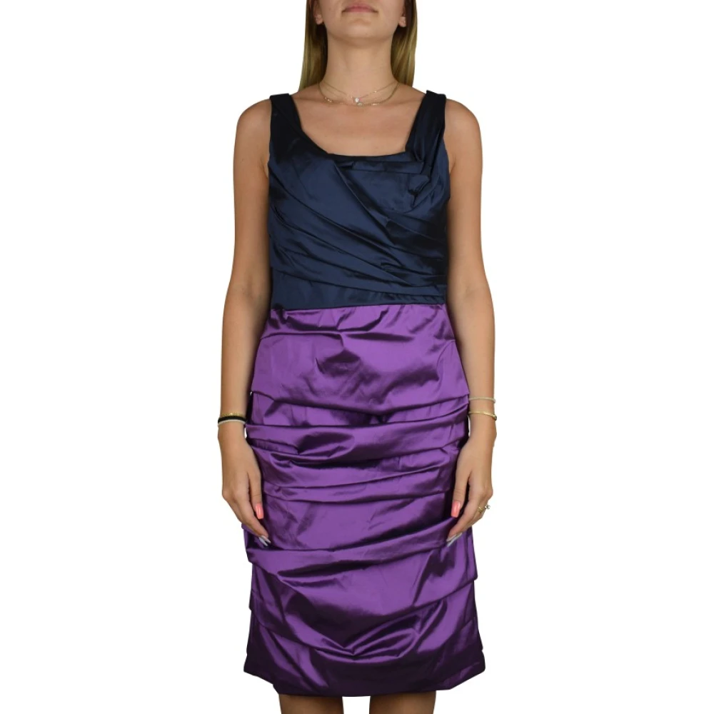 Dolce & Gabbana Elegante Marineblauwe en Paarse Gelegenheidsjurk Purple Dames