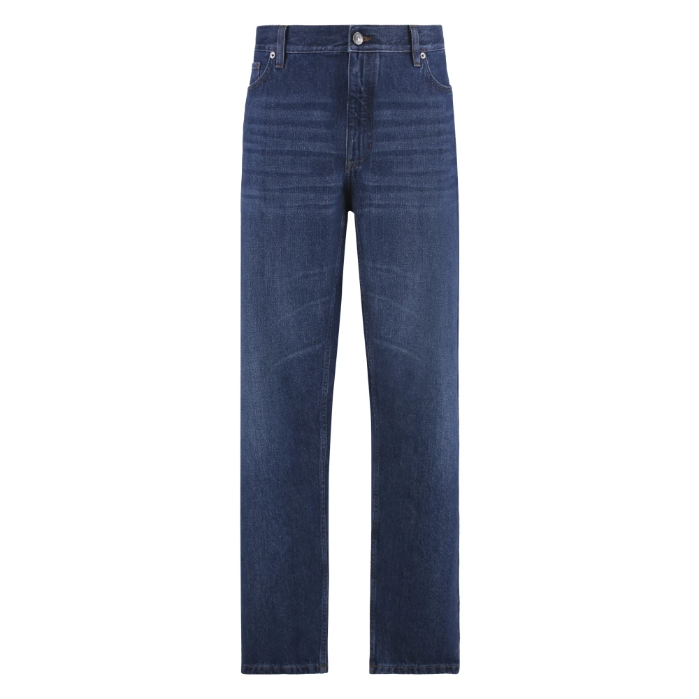 Ermenegildo Zegna Straight Leg Jeans met Leren Label Blue Heren