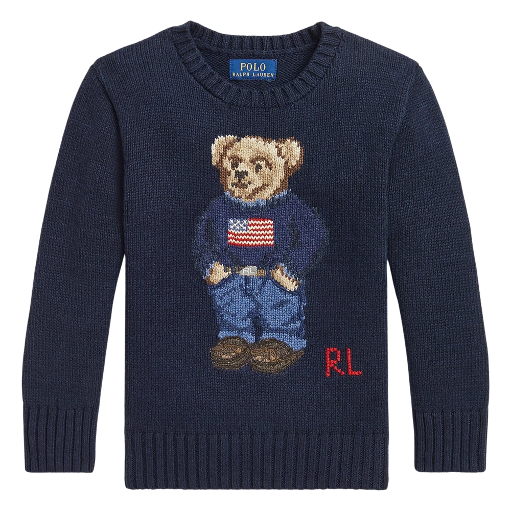 Ralph Lauren Boys Blue Kids Knitwear, 4 Y, Polo Bear Jumper