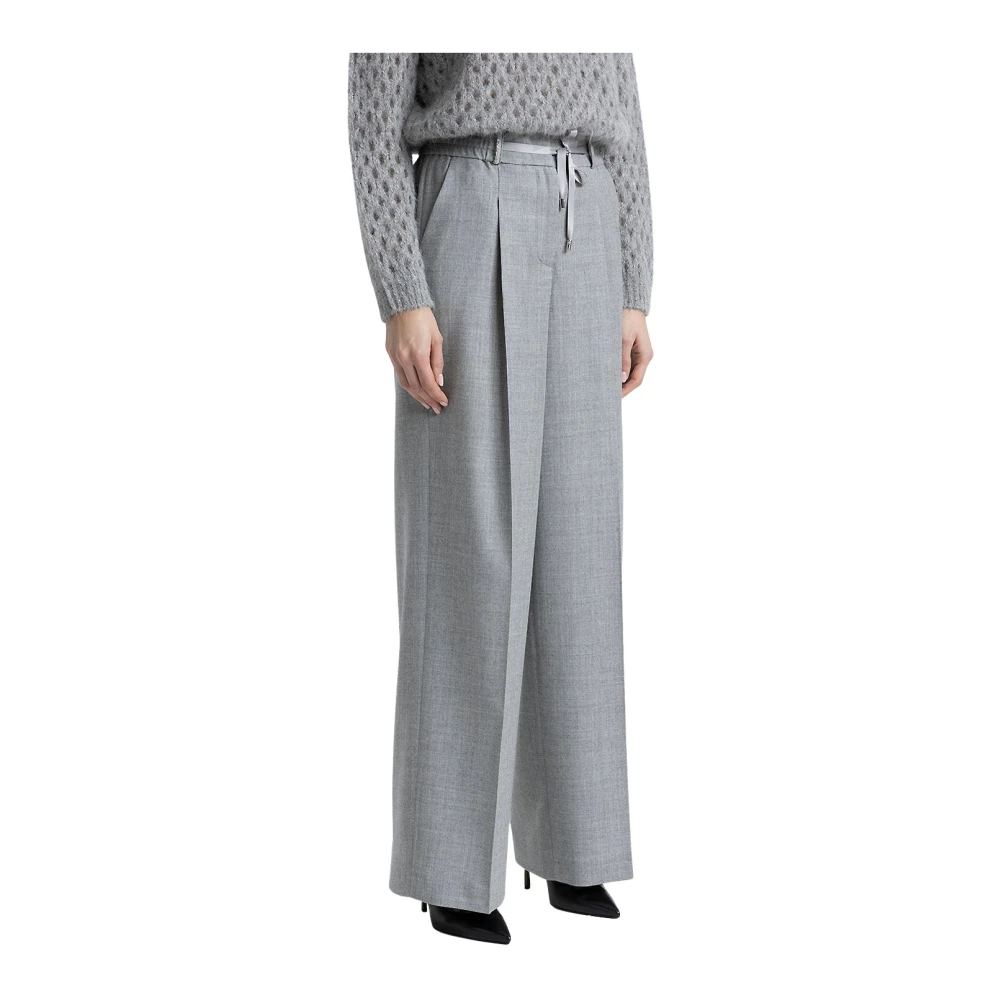 PESERICO Lurex wol palazzo broek Gray Dames
