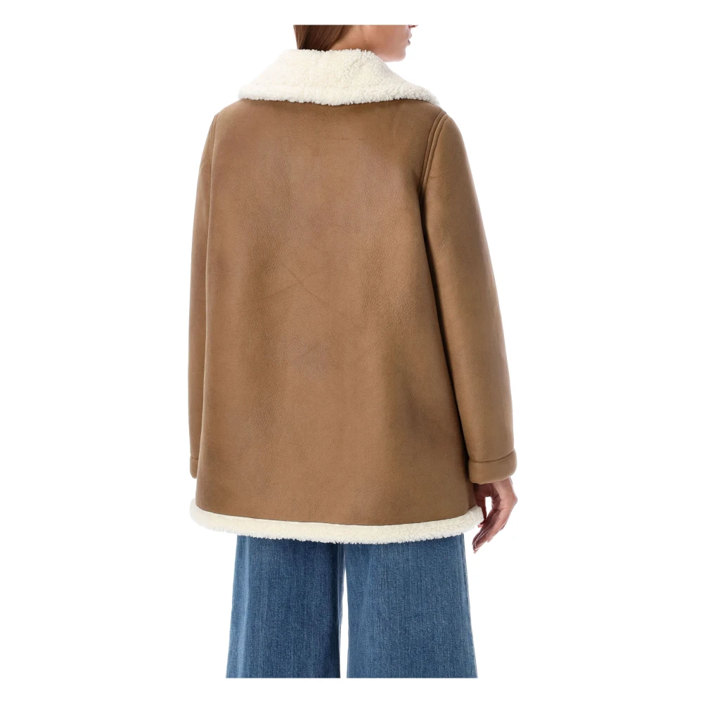 A.p.c. Ecru Shearling Jas Buitenkleding Beige Dames