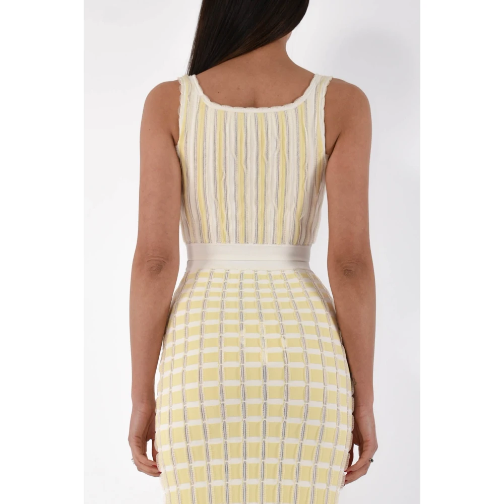 Elisabetta Franchi Geplooide viscose top met wijde halslijn Yellow Dames