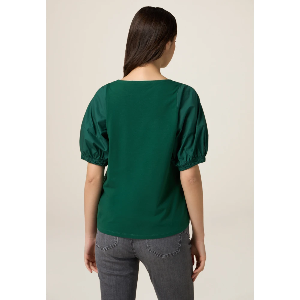 Oltre T-shirt met Pofmouwen Green Dames